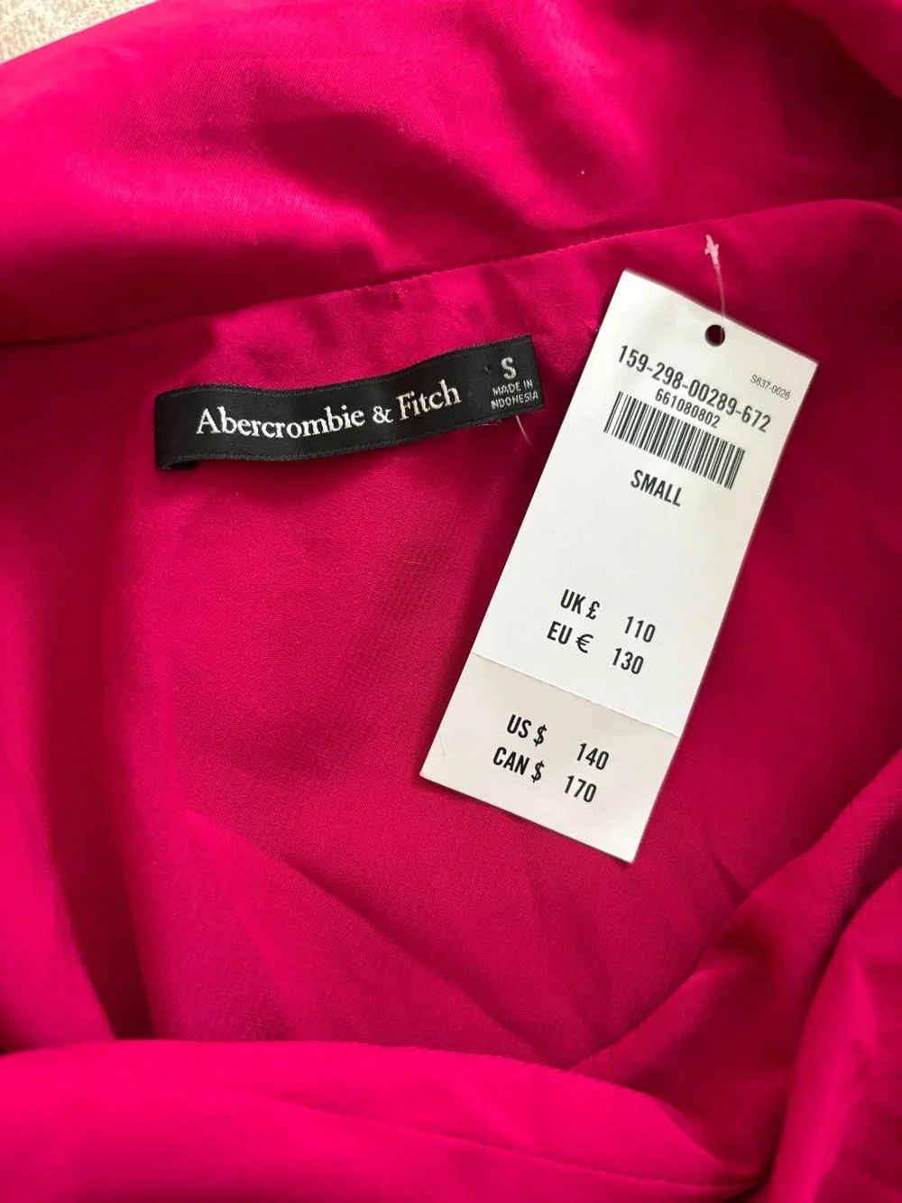 Abercrombie & Fitch Raspberry Satin Cowl Neck Maxi Dress